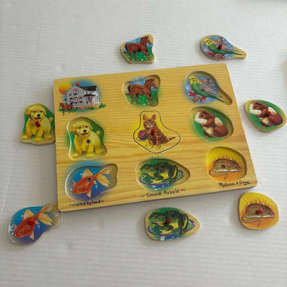 Melissa & Doug Wooden‎ Puzzles Bundle of 3 Hide & Seek Farm Sounds Hinged Doors